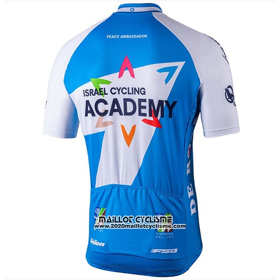 2018 Maillot Ciclismo Israel Cycling Academy Blanc et Bleu Manches Courtes et Cuissard